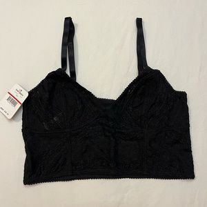 Free People Black Lace Longline Bralette